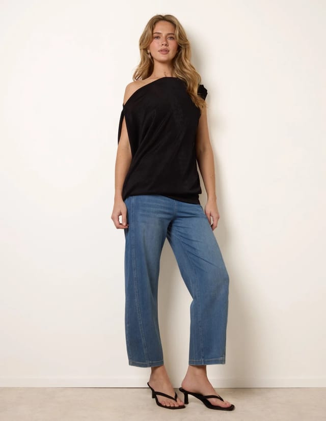 Blue Vanilla Deep Band Slinky Oversize Tunic Top - 3