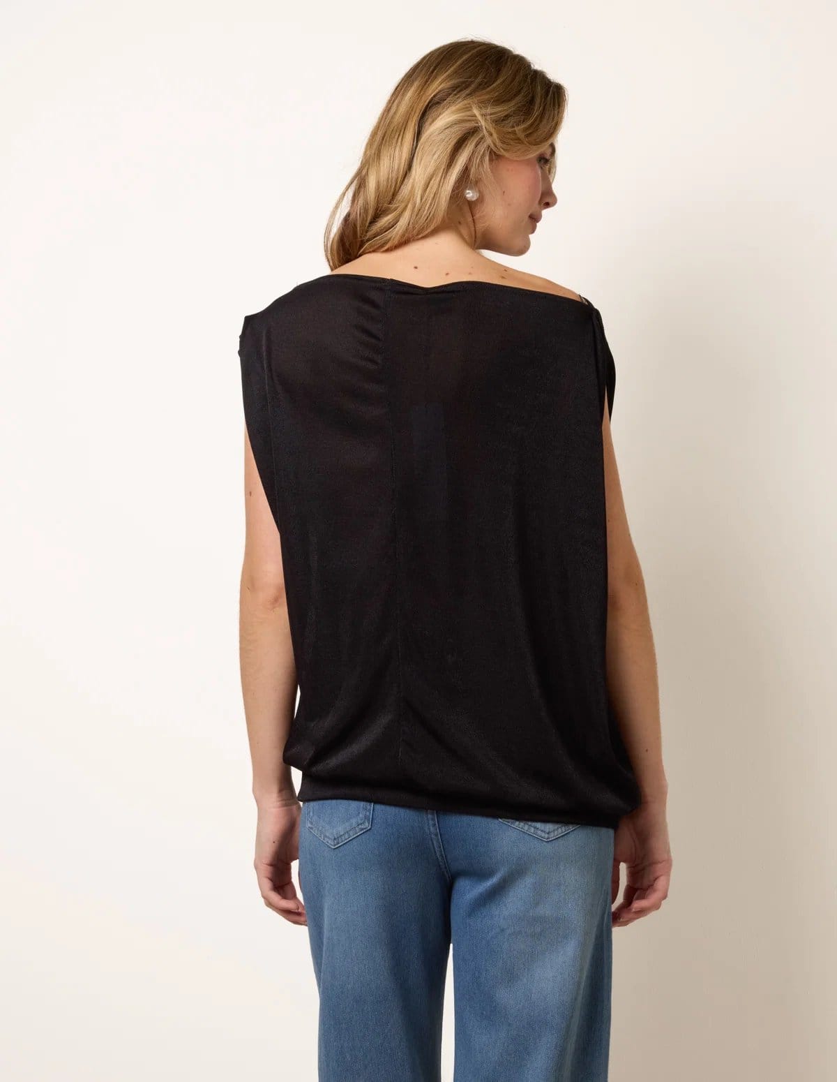 Blue Vanilla Deep Band Slinky Oversize Tunic Top - 4