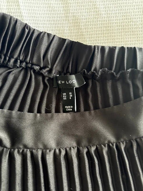 New Look Black Satin Pleated Skirt