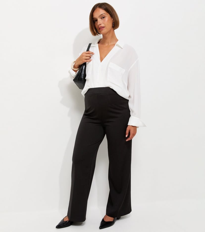 New Look Women's Maternity Black Jersey Wide Leg Trousers New Look - 1