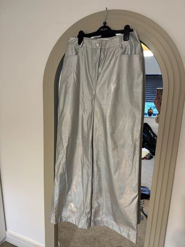 ASOS ASOS/Annorlunda metallic silver croc leather trousers