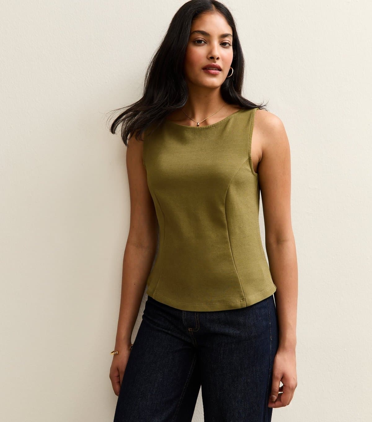 New Look Women's Green Jersey Ponte Tank Top New Look