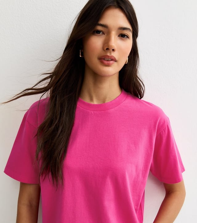 New Look Women's Bright Pink Cotton Boxy T-Shirt New Look - 2