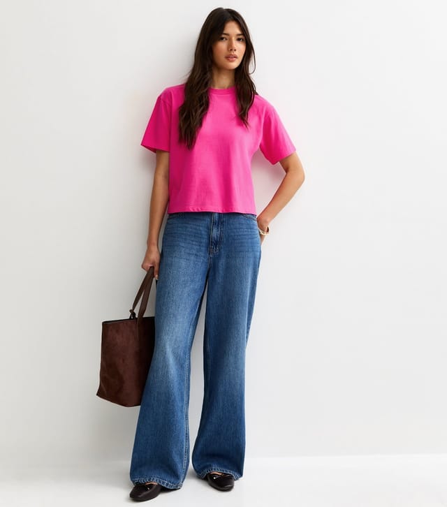 New Look Women's Bright Pink Cotton Boxy T-Shirt New Look - 3