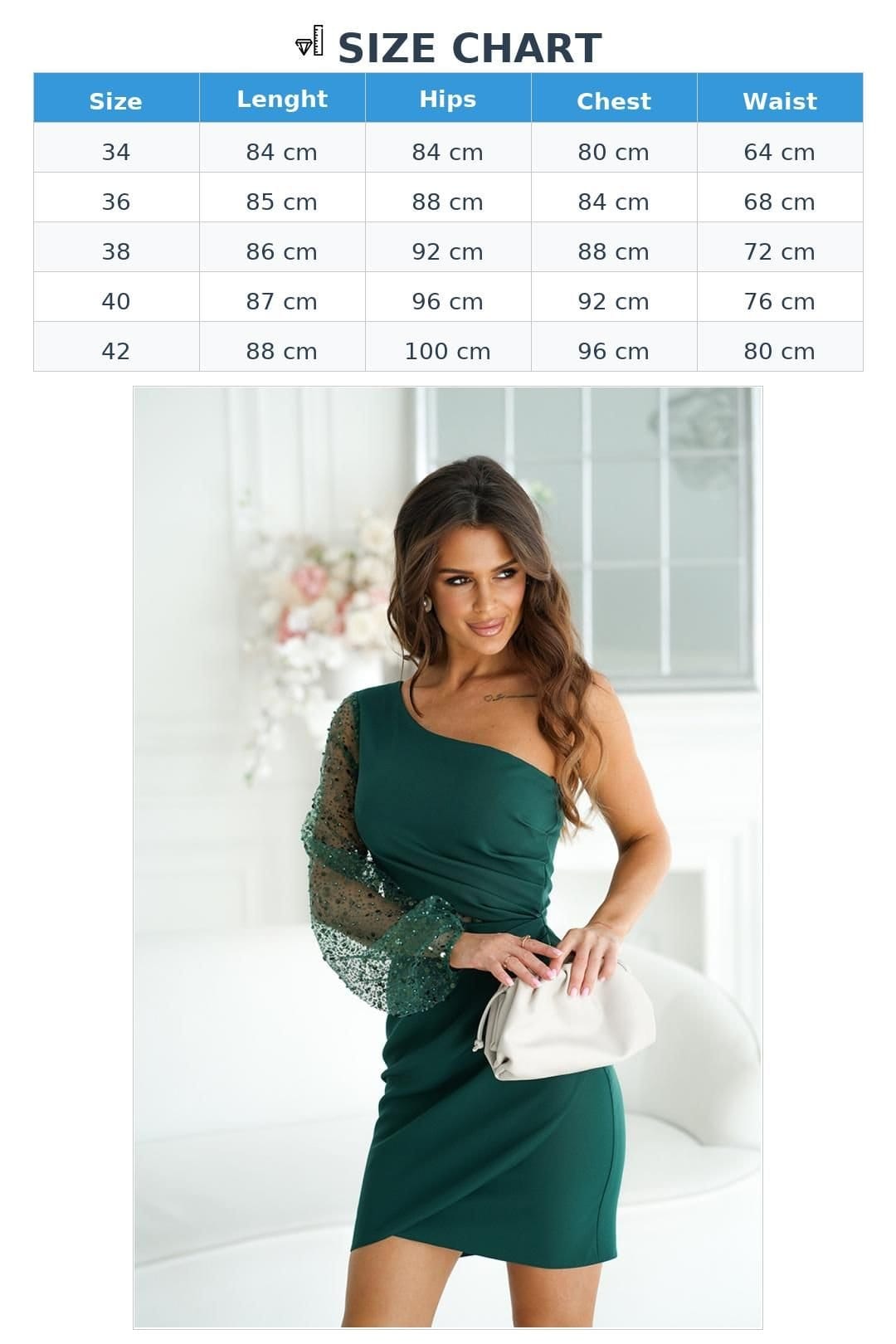 Love Lace Love Lace Women's One Shoulder Sequin Sleeve Mini Dress in Green - 4