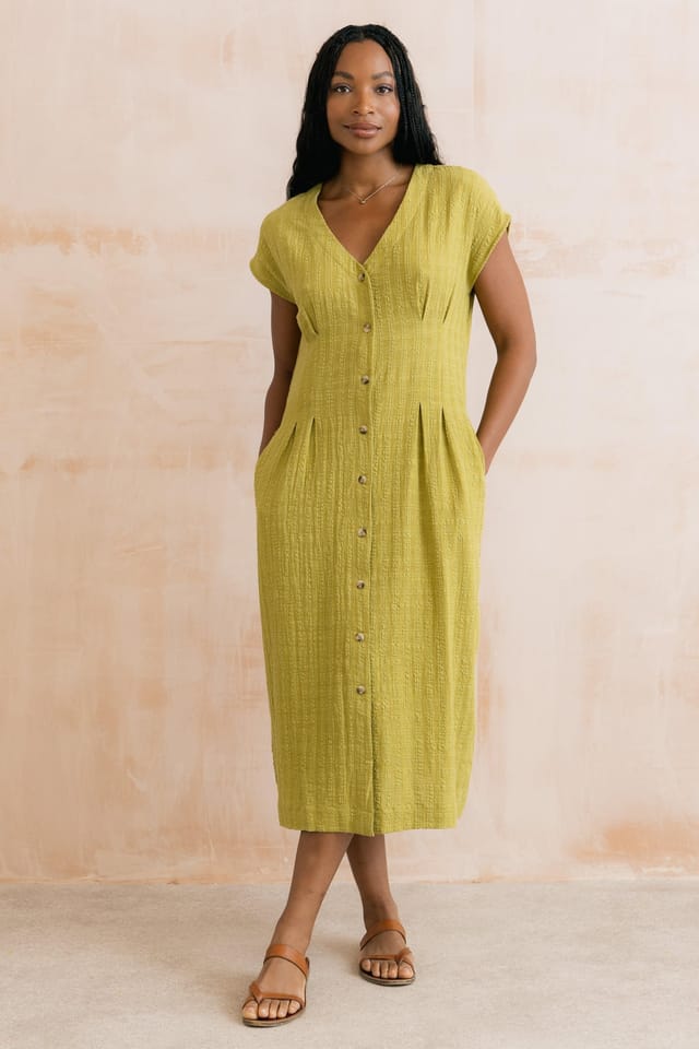Lily & Me Lily & Me Women's Drift Textured Seersucker Midi Dress in Lime - 2