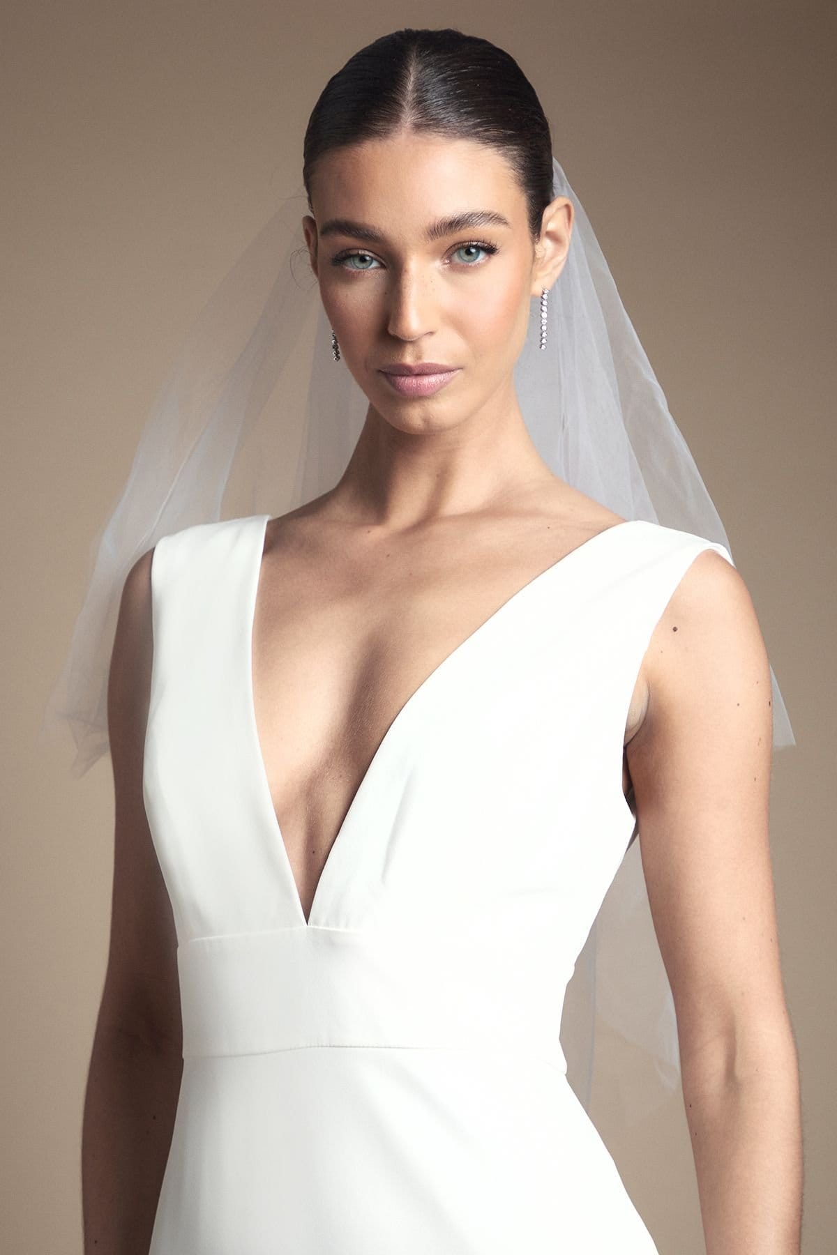 Coast Coast Women's Honoured Premium Crepe Plunge Neck Fishtail Wedding Dress in Ivory - 4