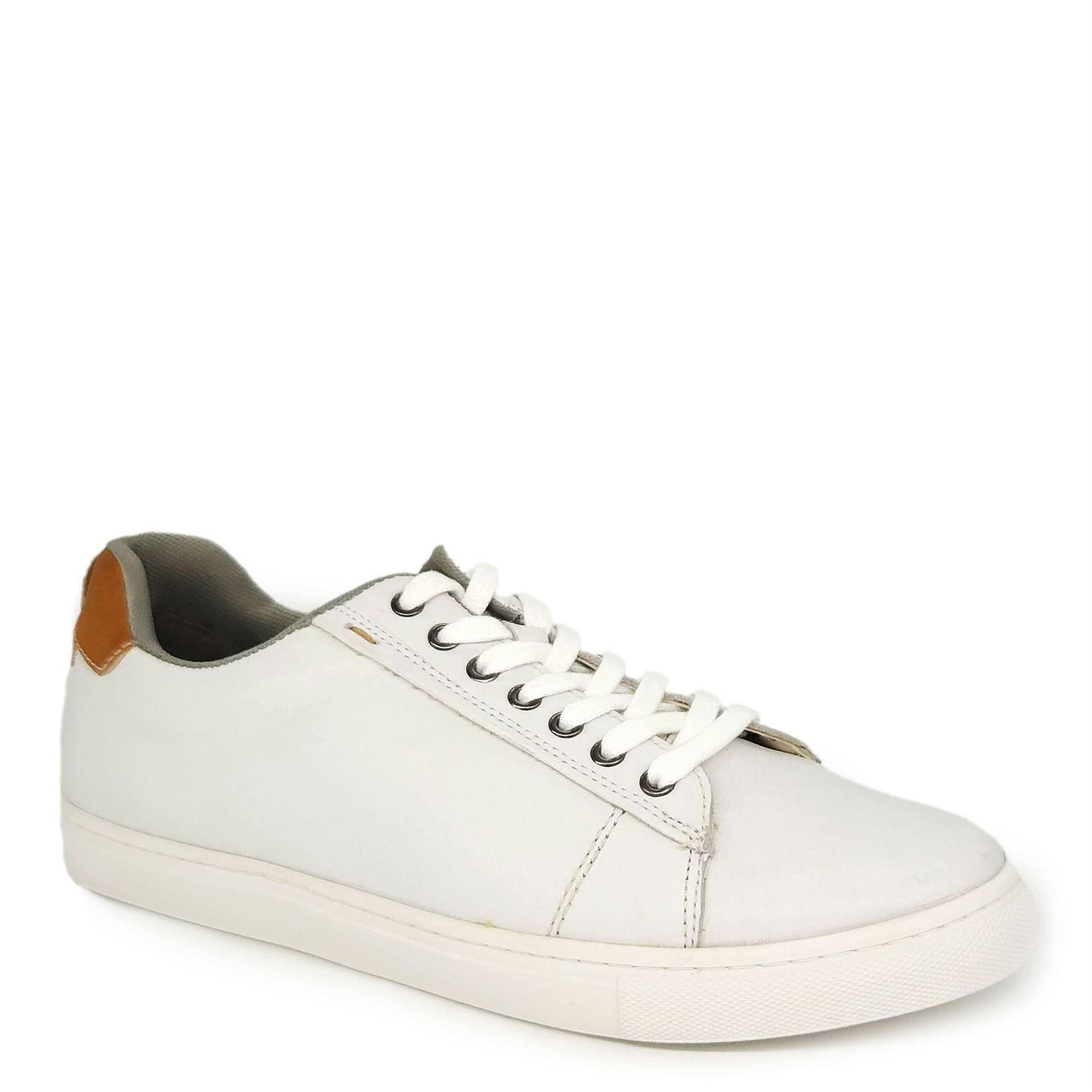 HX London HX London Men's Romford Leather Fashion Trainers Casual Sneakers Shoes in White - 1