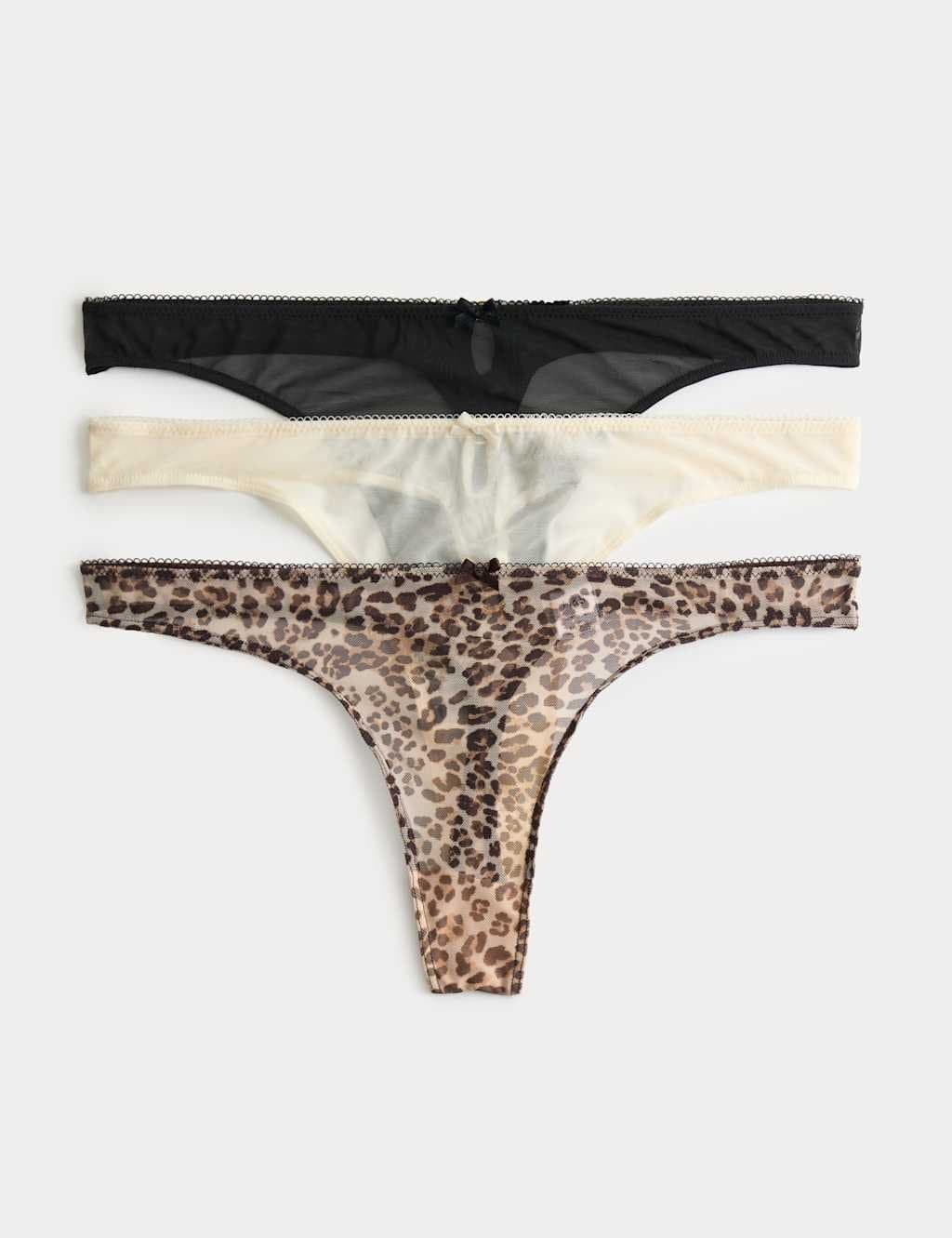 Marks & Spencer M&S 3 Pack Mesh Thongs Black Mix