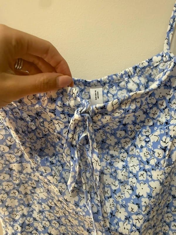 Mango Mango Floral Cami Top BNWT Blue White Strappy Crop Vest Summer Y2K Size XS UK 6-8