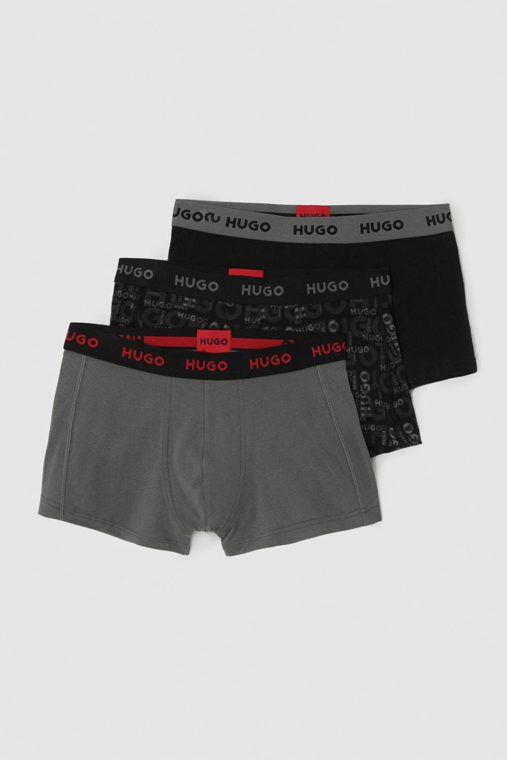 HUGO Hugo Men's Boxer BR Triplet Design Grey/Black - 2