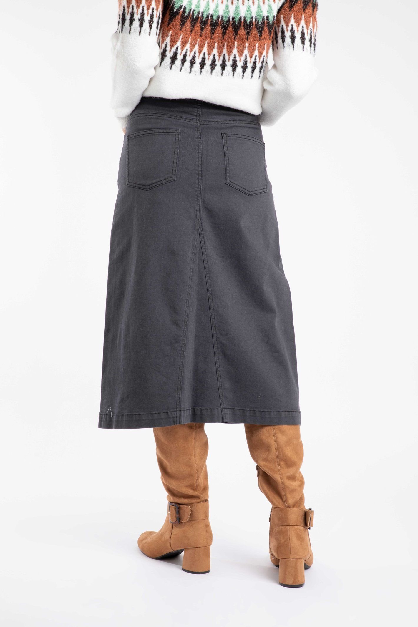 Weird Fish Weird Fish Women's Juda Longline Denim Skirt in Black - 3