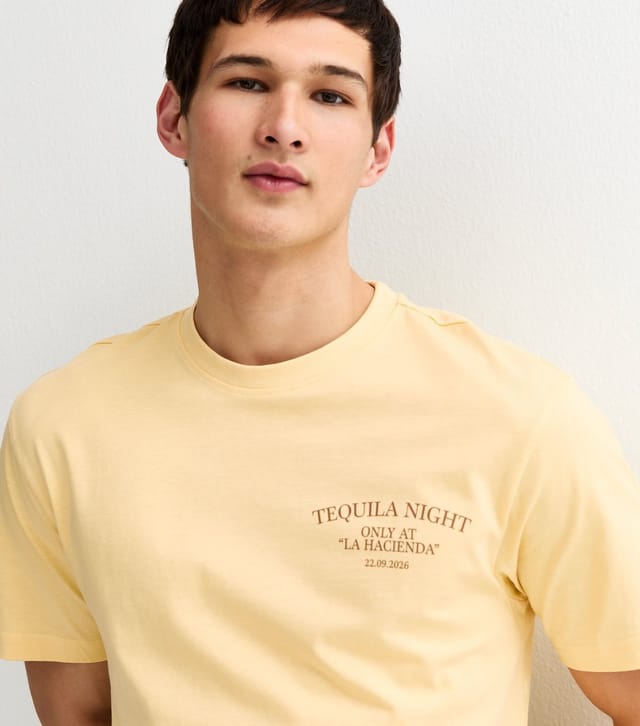Only and Sons Men's Light Yellow Tequila Night Print T-Shirt Only and Sons New Look - 3