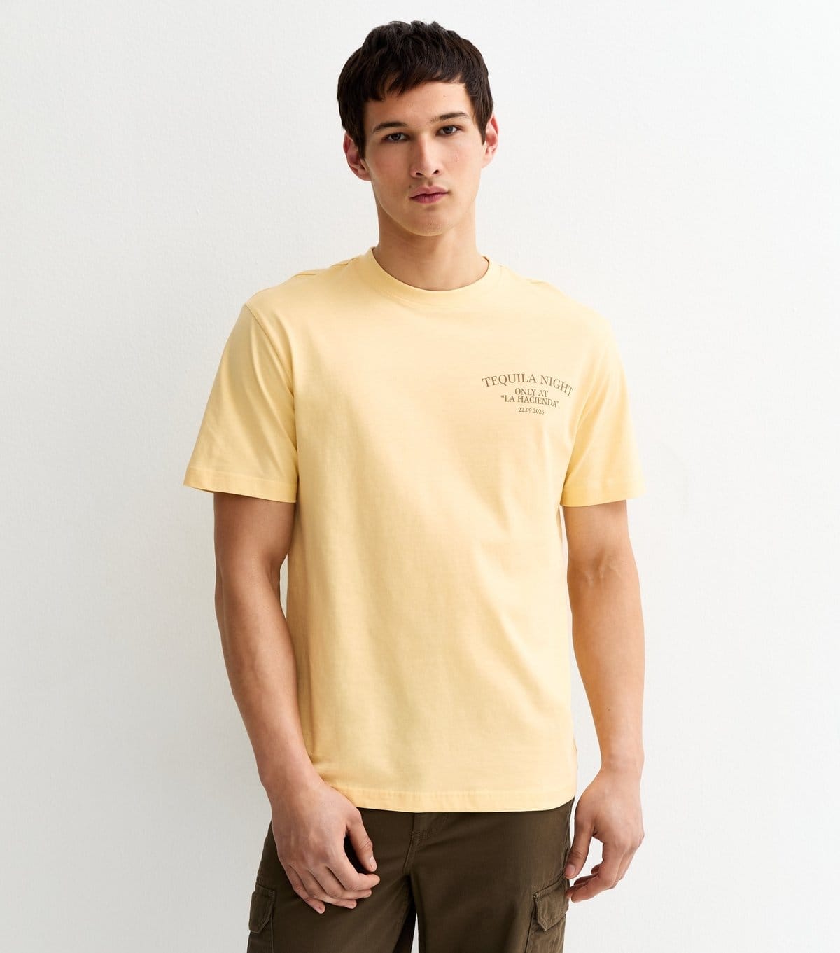 Only and Sons Men's Light Yellow Tequila Night Print T-Shirt Only and Sons New Look - 4