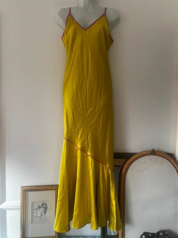 Never Fully Dressed Never Fully Dressed Mustard Yellow Satin Maxi Dress Size 16