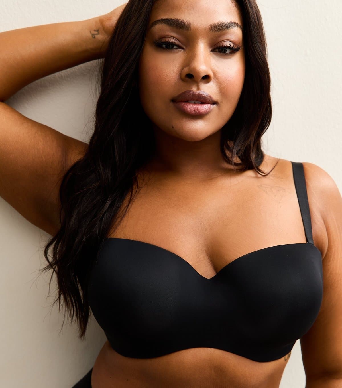 New Look Women's Plus Size Black Microfibre Multiway Strapless Bra Curves New Look