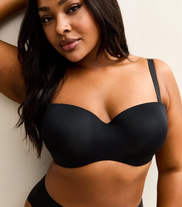 New Look Women's Plus Size Black Microfibre Multiway Strapless Bra Curves New Look - 3