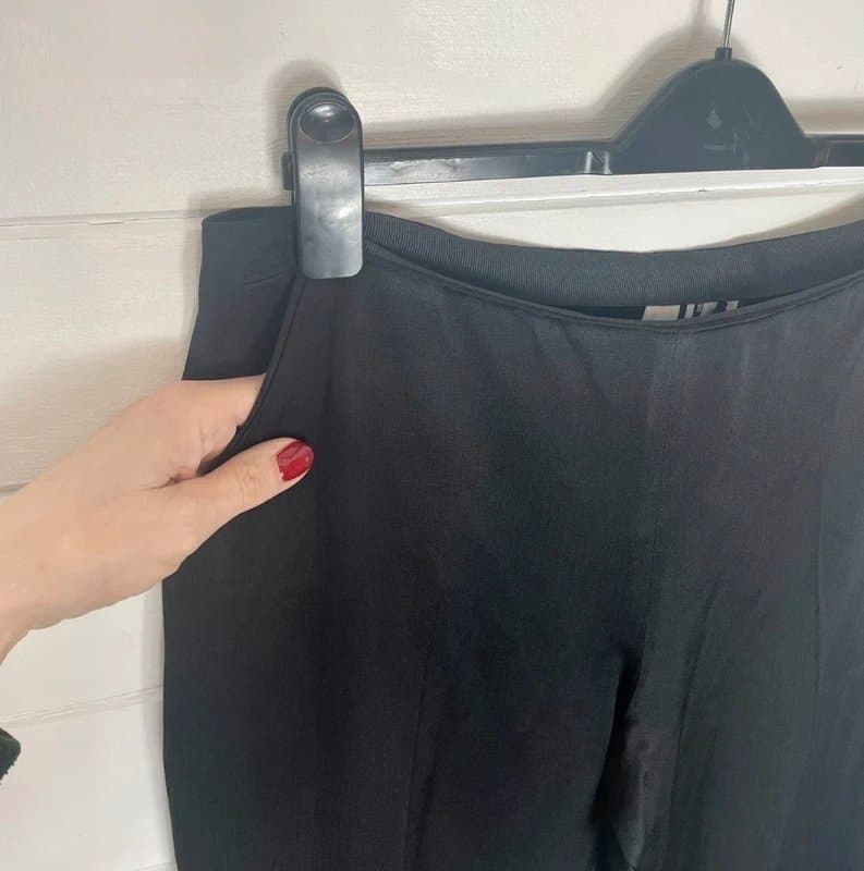 Topshop Unique Topshop Black Satin Slim Leg Ankle Grazer Trousers Pants 12 40 £175 BNWT