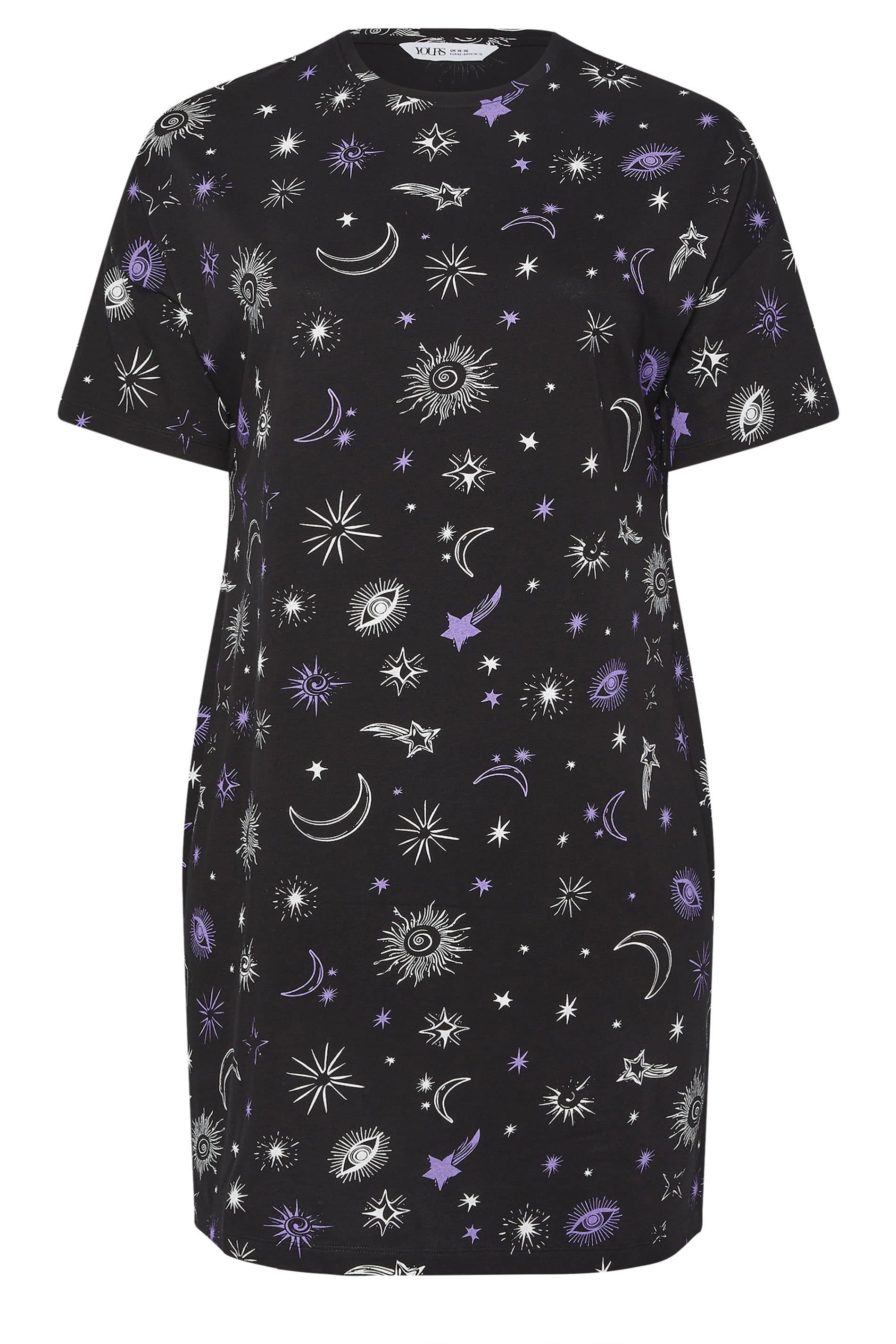 Yours Plus Size Black Celestial Sleep Tee Nightdresses