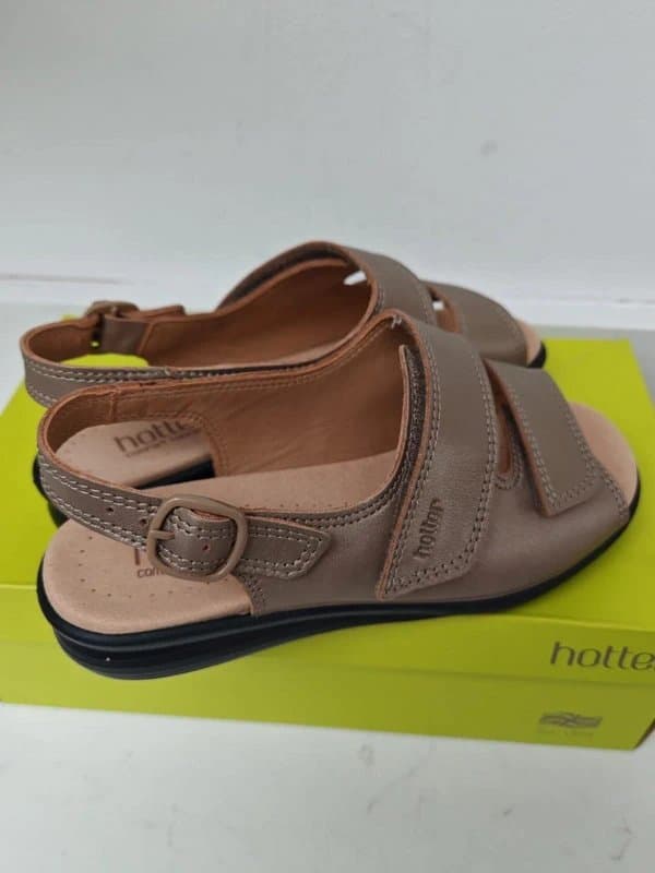 Hotter Hotter Easy Pale Bronze Leather Adjustable Sandal Womens Size 4 UK new in box