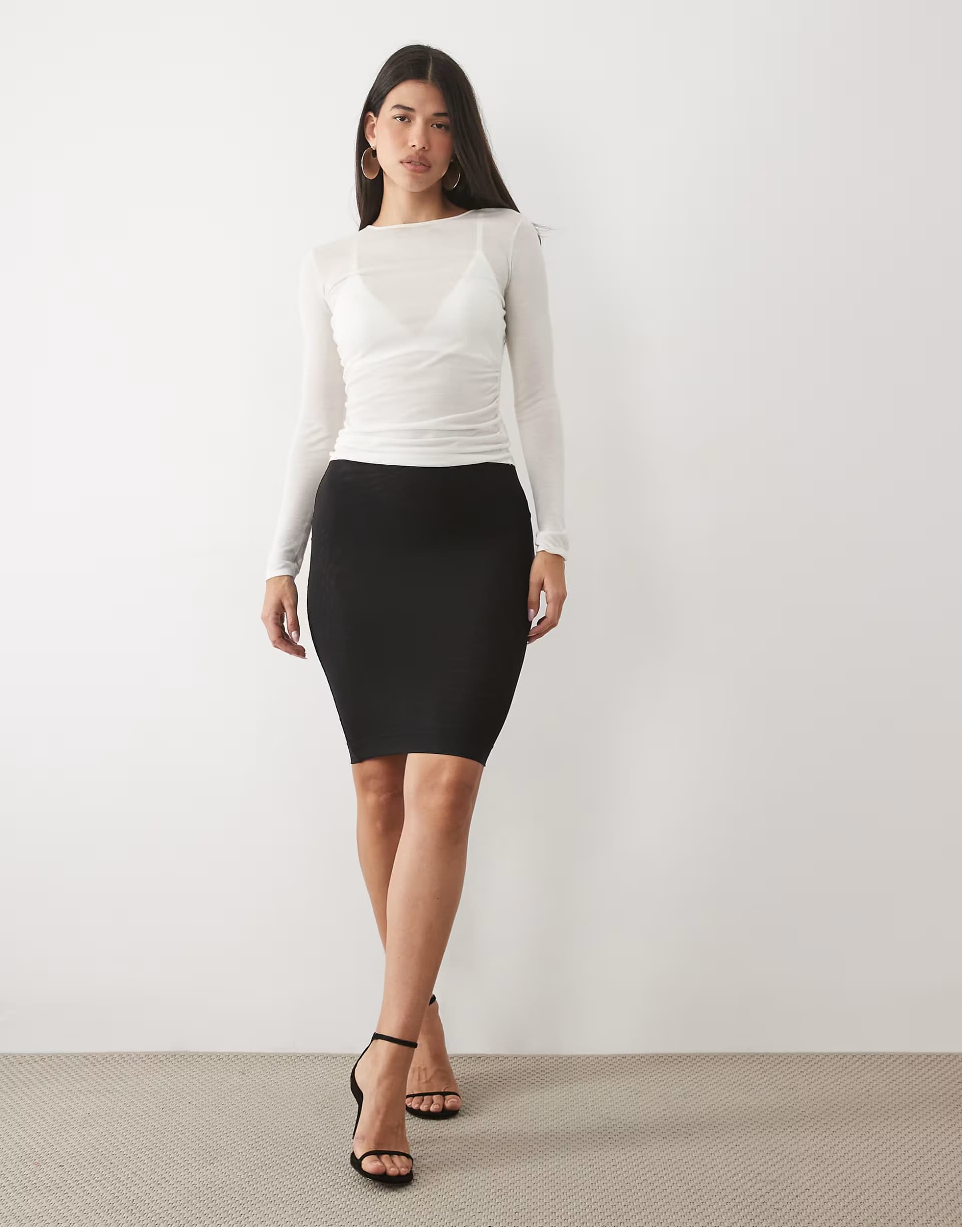 ASOS ASOS DESIGN mesh sheer midi skirt in black