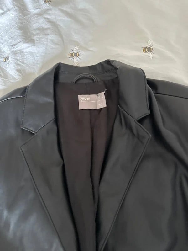 ASOS Black Faux Leather Blazer Jacket