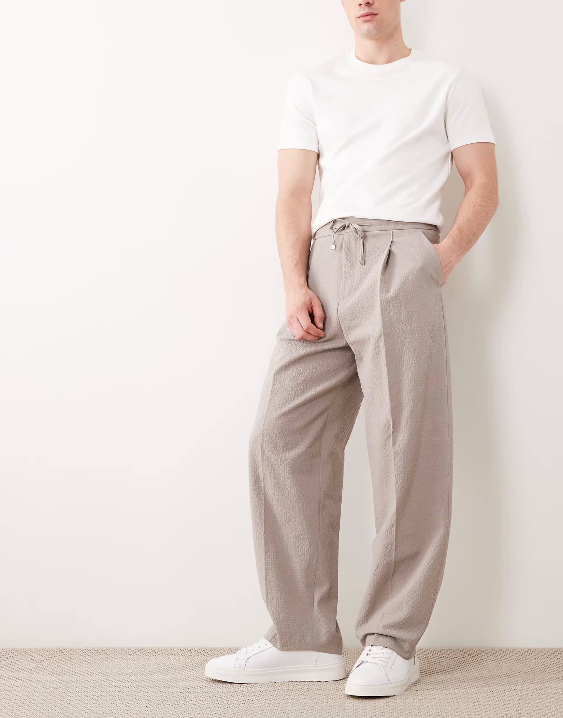 ASOS Hugo Red Tari modern fit trousers in light brown