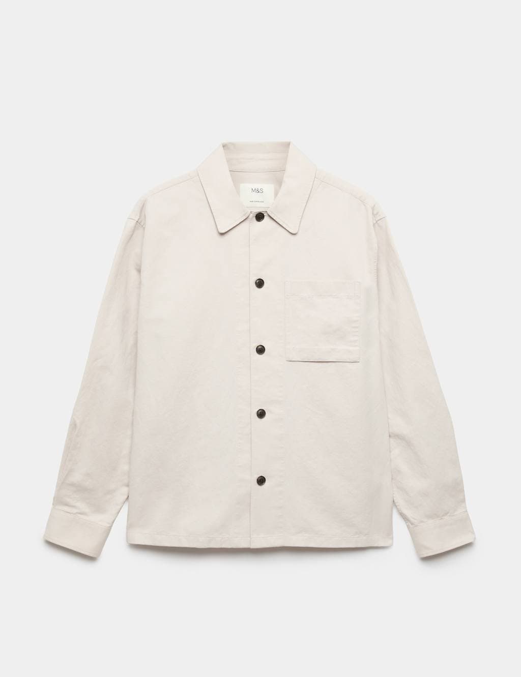 Marks & Spencer M&S Light Beige Cotton Linen Overshirt