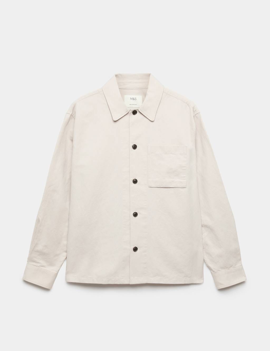 M&S Light Beige Cotton Linen Overshirt
