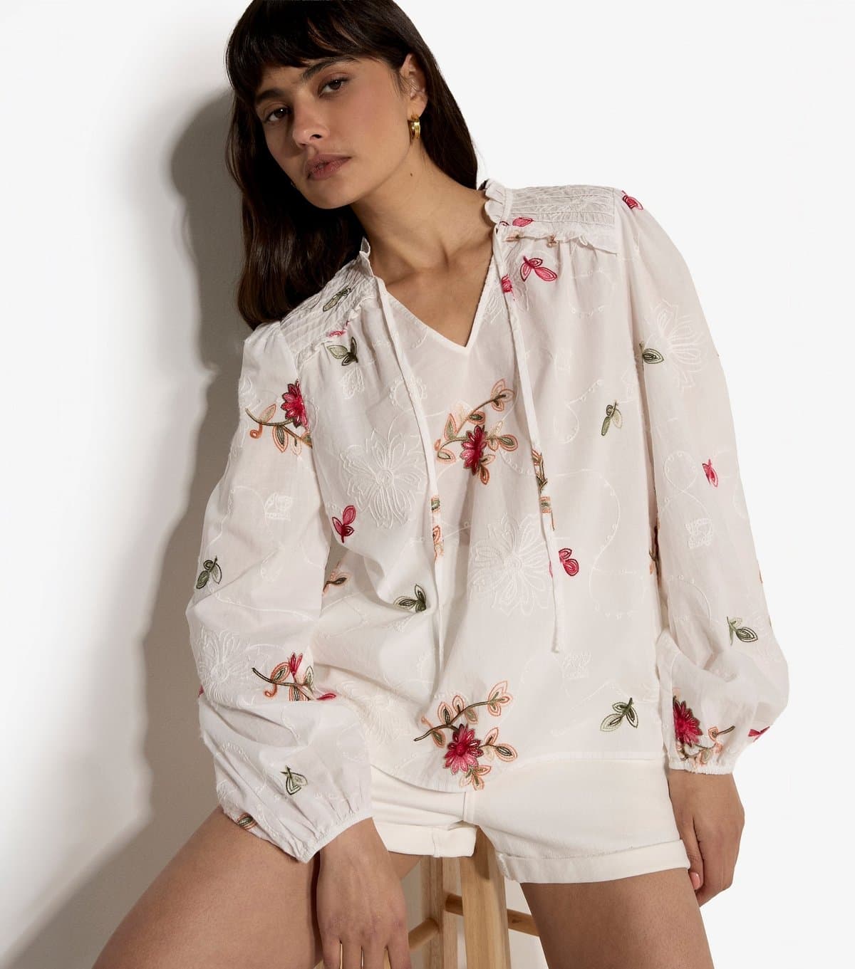 Apricot Women's White Floral Embroidered Shirt Apricot New Look