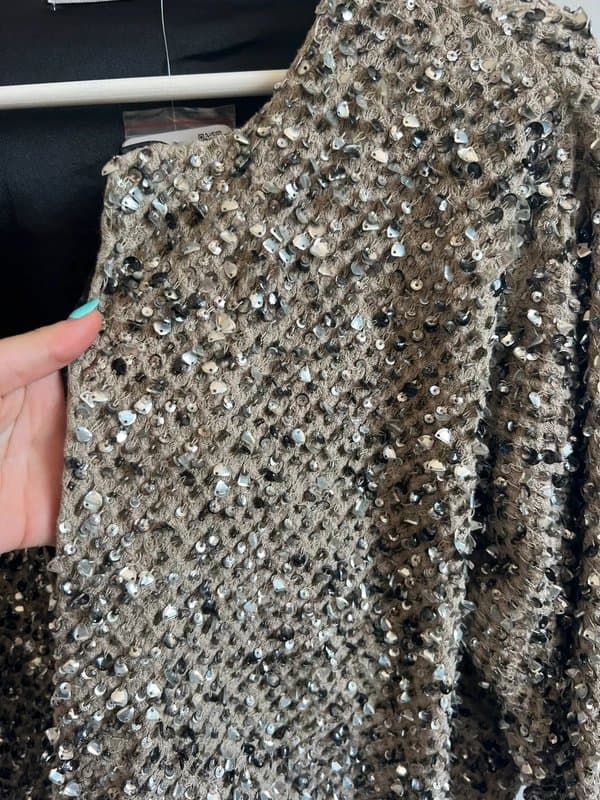 Zara Zara beige sequin 3/4 sleeve jacket