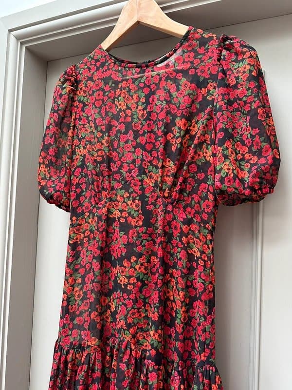 Never Fully Dressed Women’s Never Fully Dressed Red Floral Chiffon Dress
