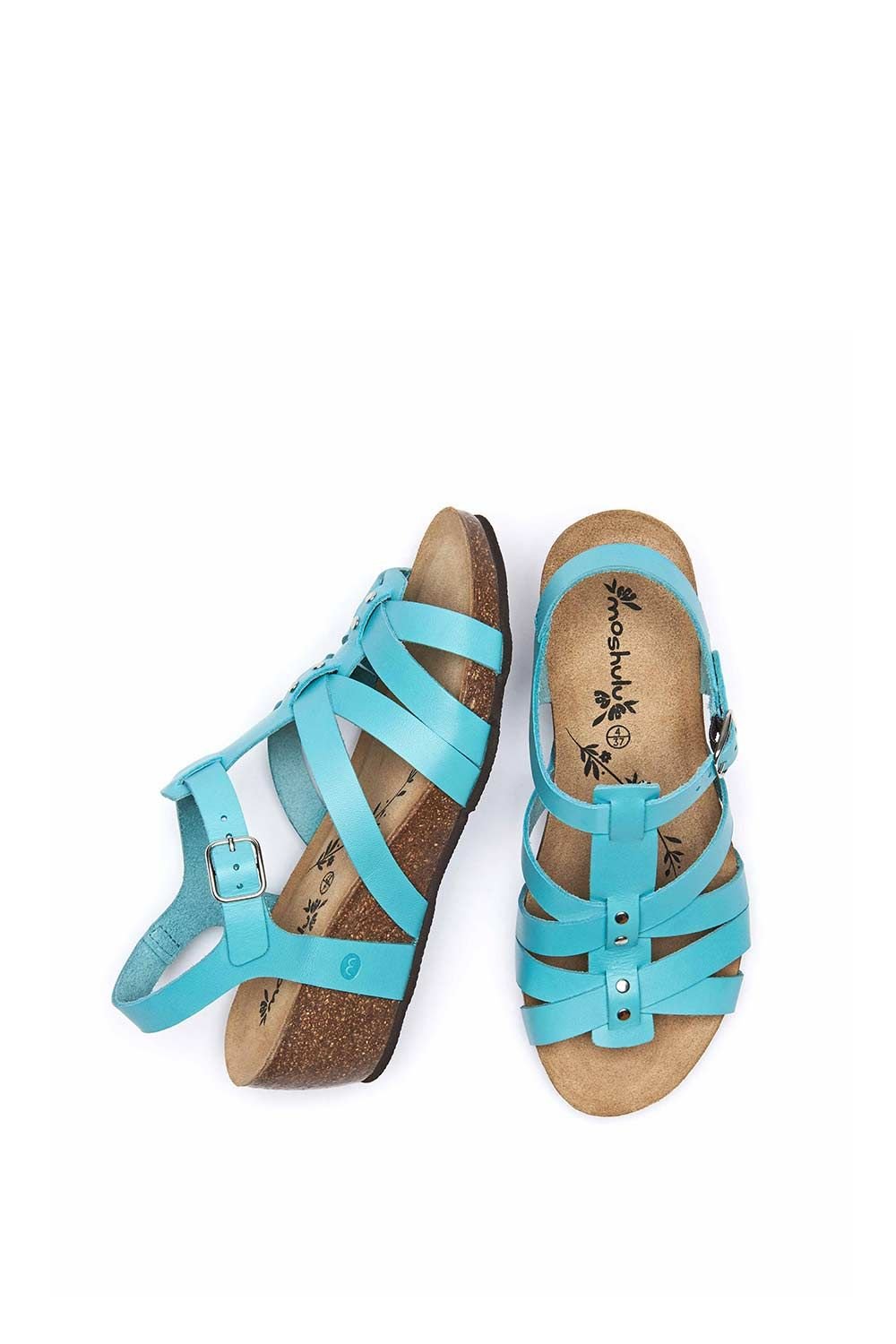 Moshulu Moshulu Women's 'Polperro' Strappy Cork Wedge Sandals in Bright Blue - 2