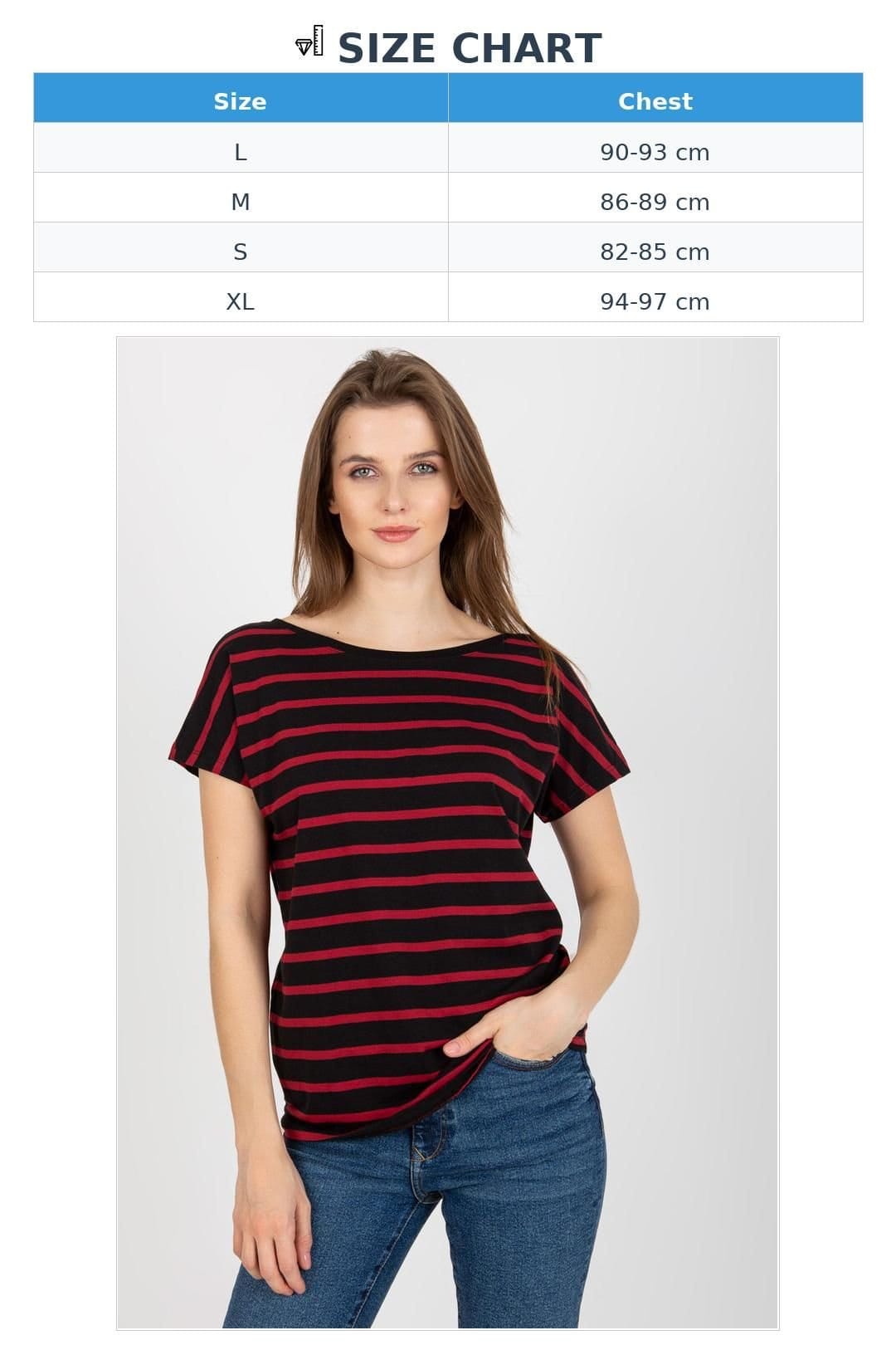 Love Lace Love Lace Women's Striped Short Sleeve T-Shirt with V Back in Black - 4
