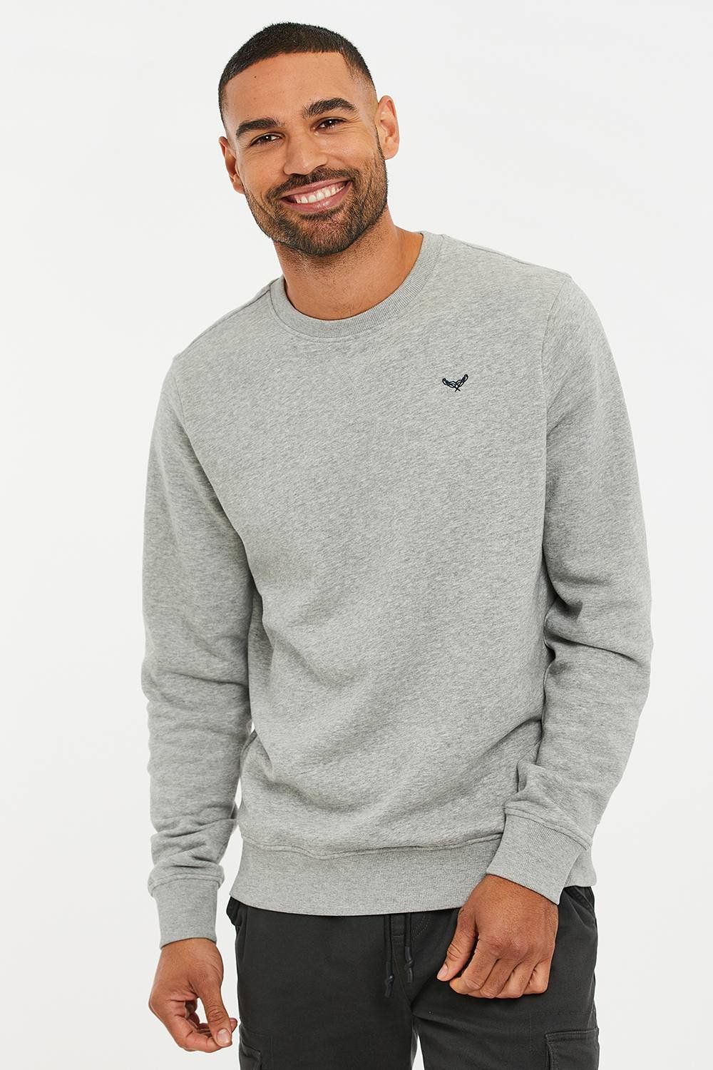 Threadbare Threadbare Men's Cotton Blend Crew Neck Sweatshirt in Light Grey - 3