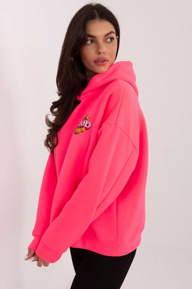 Love Lace Love Lace Women's Casual Hooded Cotton Poly Sweatshirt in Pink - 2