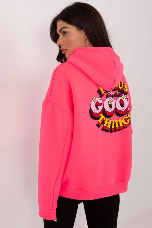 Love Lace Love Lace Women's Casual Hooded Cotton Poly Sweatshirt in Pink - 3