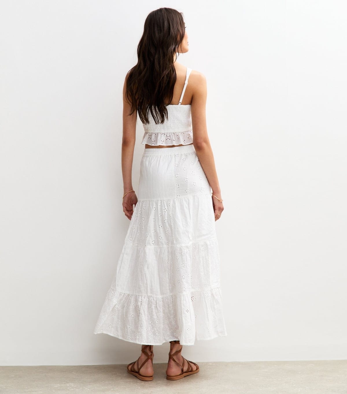 New Look Women's White Broderie Anglaise Tiered Midi Skirt New Look - 4