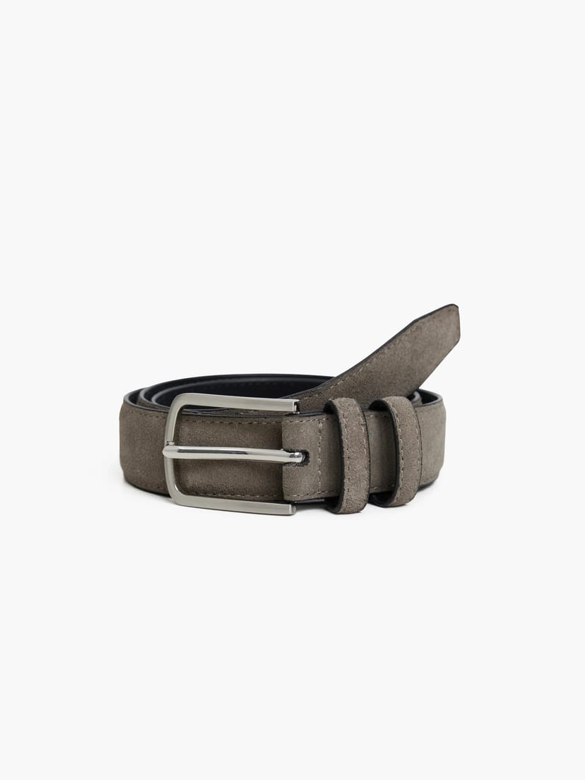 French Connection Men's Suede Belt Taupe Brown - 1