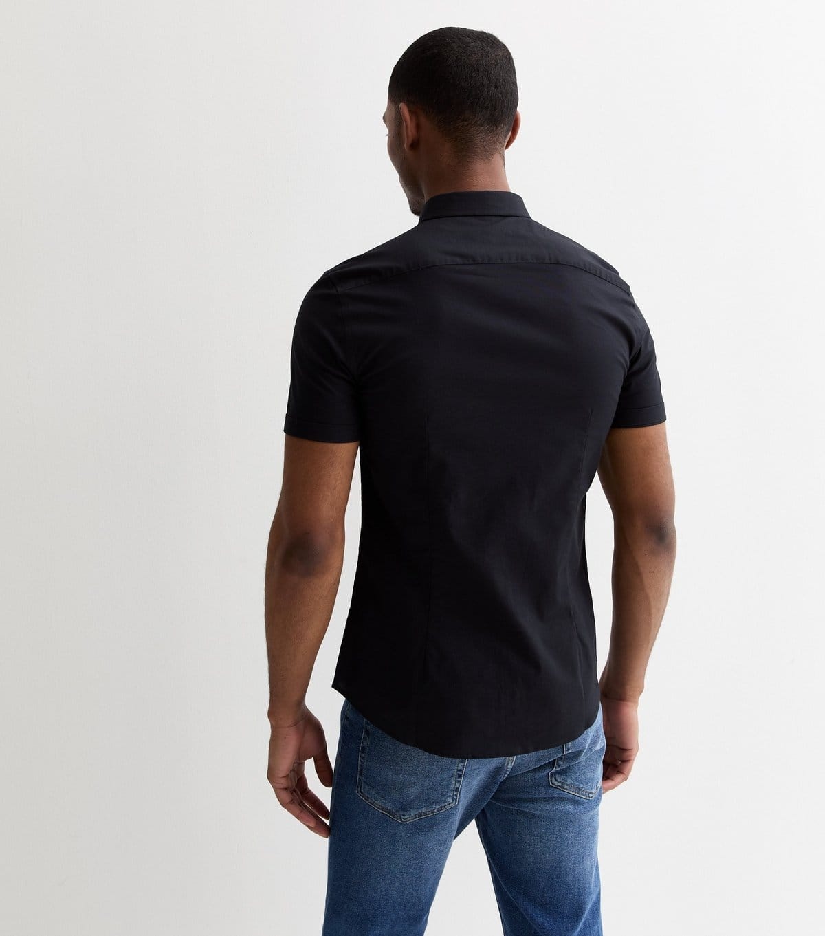 New Look Men's Black Short Sleeve Muscle Fit Oxford Shirt New Look - 4