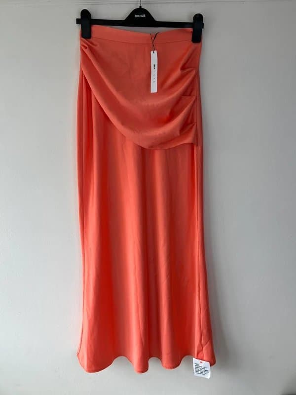 ASOS ASOS luxe coral ruched satin maxi skirt