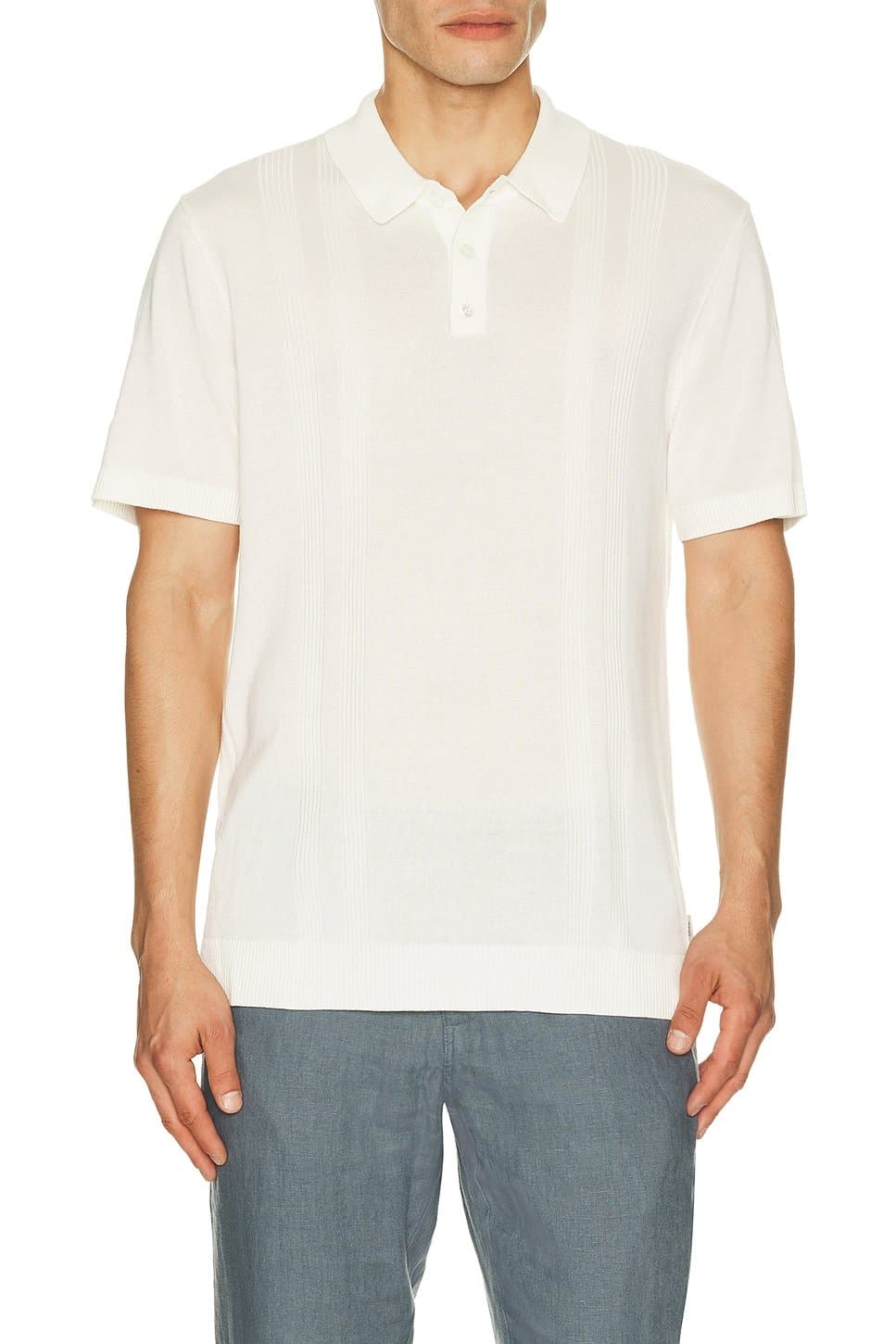 revolve Silk Ribbed Knit Polo Shirt