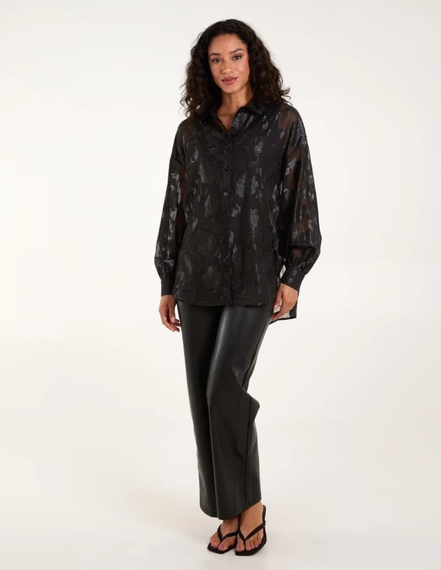 Blue Vanilla Mesh Metallic Detailed Shirt - 3