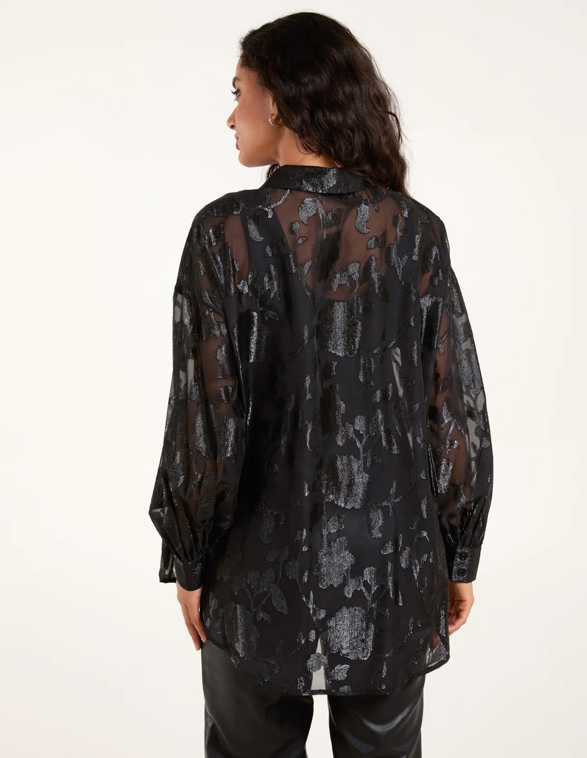 Blue Vanilla Mesh Metallic Detailed Shirt - 4
