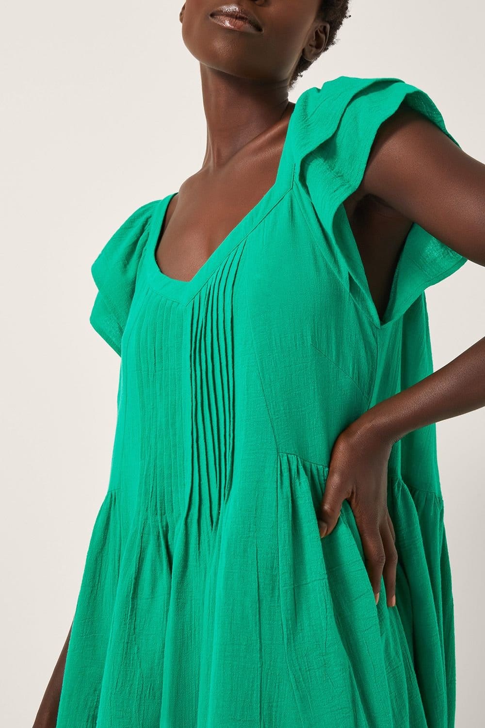 Monsoon Monsoon Women's Maryam Frill Mini Swing Dress Green - 4