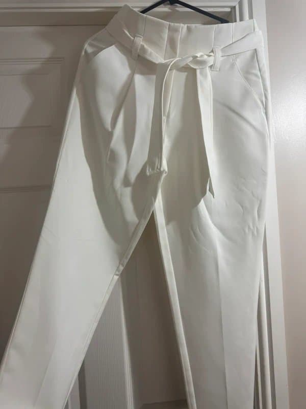 New Look New Look tie waist white trousers