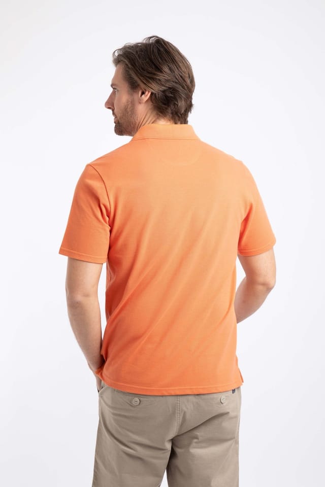 Weird Fish Weird Fish Men's Giles Pique Polo Shirt in Pale Orange - 3