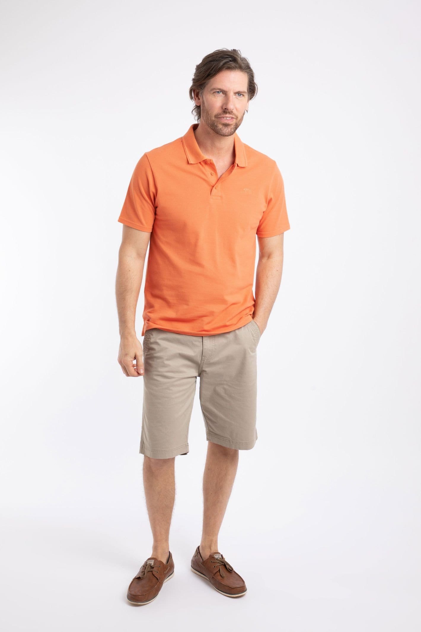 Weird Fish Weird Fish Men's Giles Pique Polo Shirt in Pale Orange - 4