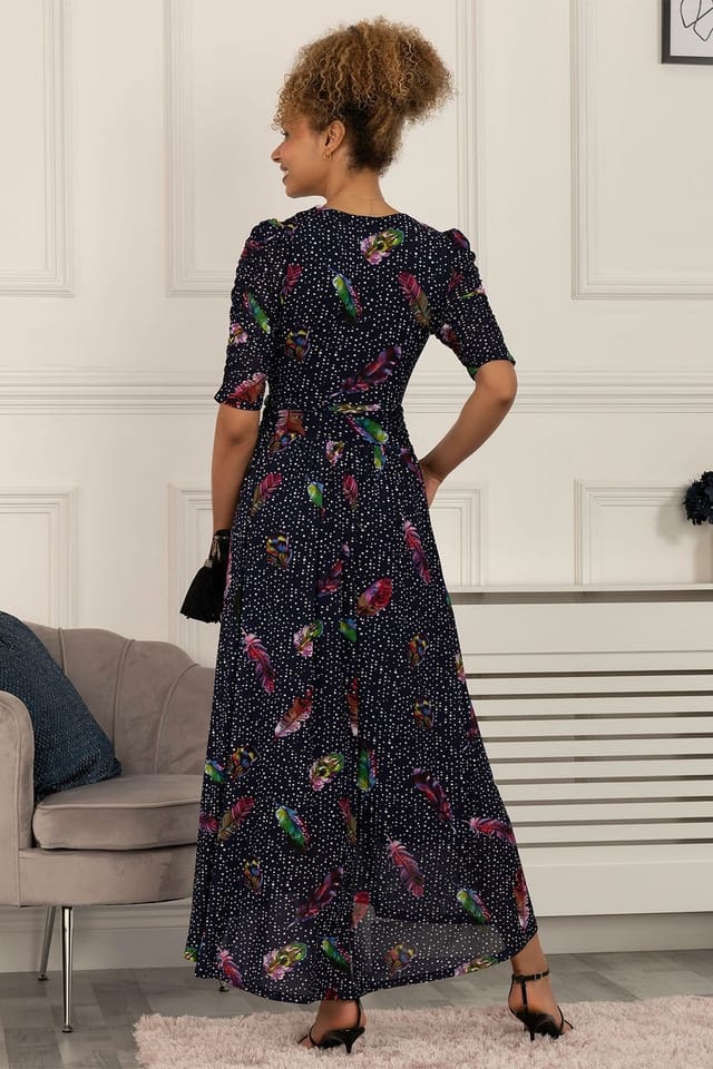 Jolie Moi Jolie Moi Women's Ressie Dip Hem Maxi Dress in Navy - 2