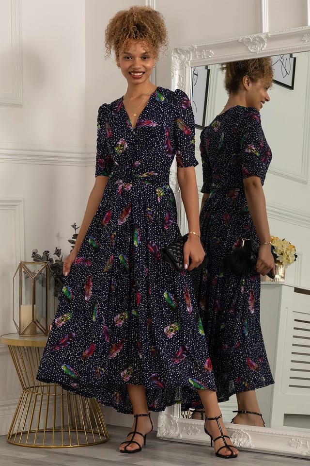 Jolie Moi Jolie Moi Women's Ressie Dip Hem Maxi Dress in Navy - 3